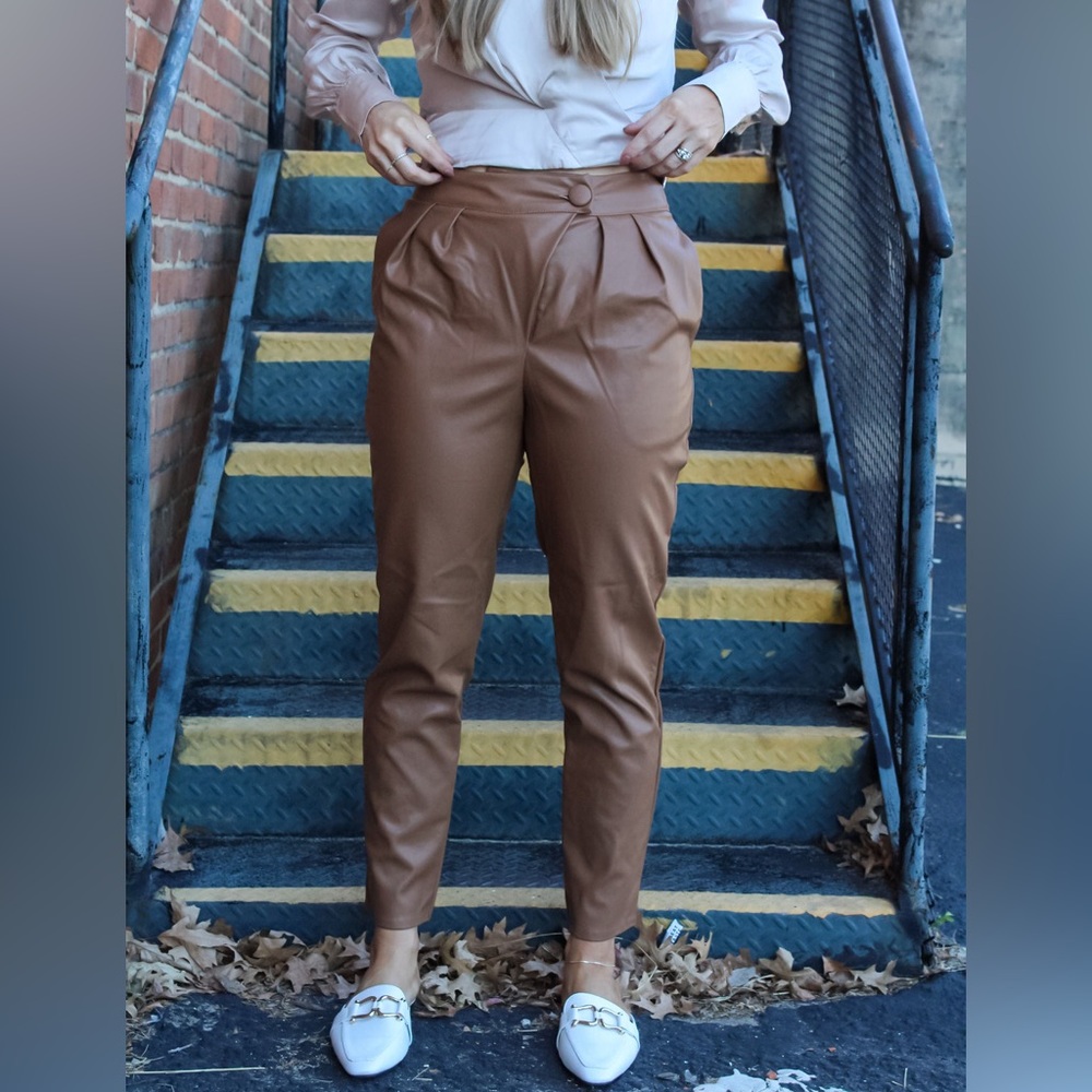 Tan Leather Pant